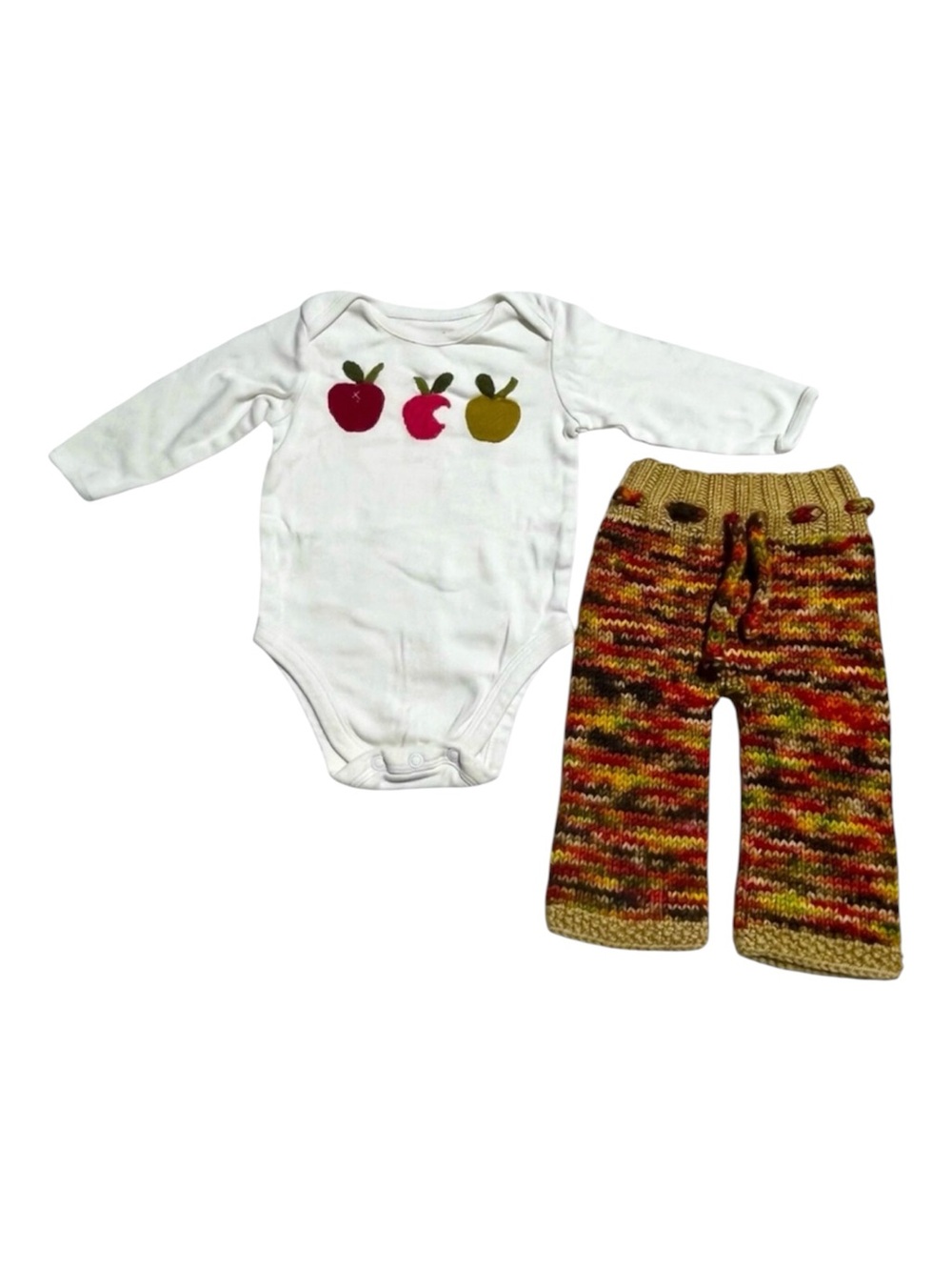 Handmade fall apples baby outfit 0-3 months